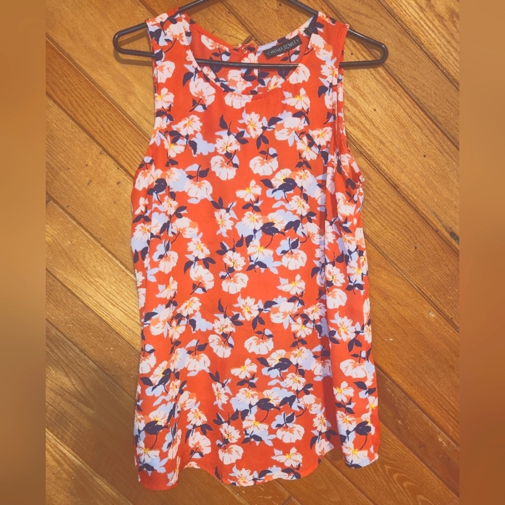 Cynthia Rowley orange and blue lightweight sheer medium tank top